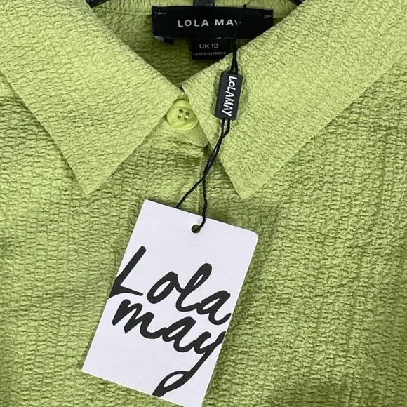 Lola May shirt Dress with Tie Waist in Green - Picture 5 of 7